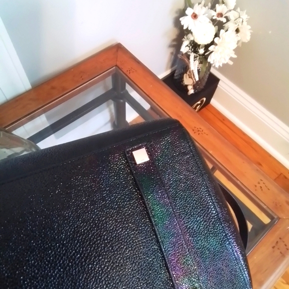 HENRI BENDEL HOUSTON PETROL LEATHER SATCHEL TOTE BAH - Picture 7 of 13